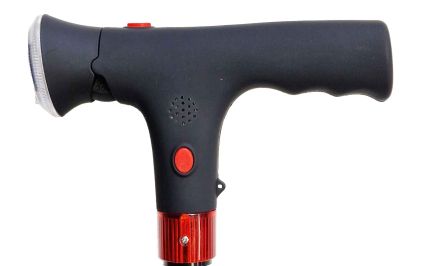 LED Gehstock mit Aufstehhilfe, Alarmfunktion & LED-Licht